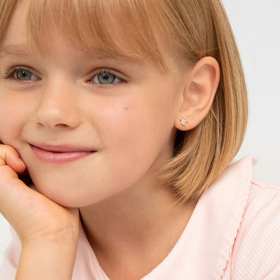 14k Gold Twinkle Turtle Kids / Children's / Girls Earrings Safety Screw Back