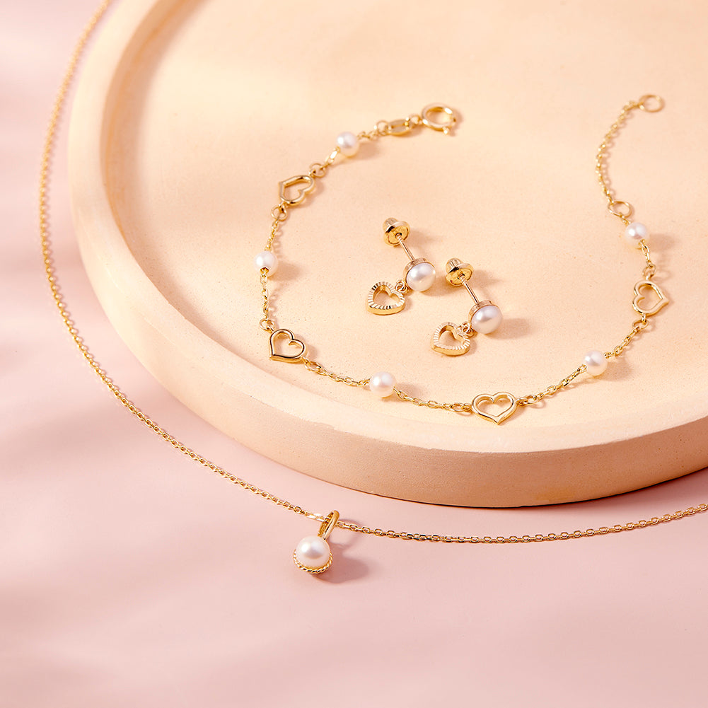 14k Gold Freshwater Cultured Pearl Drop Kids / Teen Pendant/Necklace