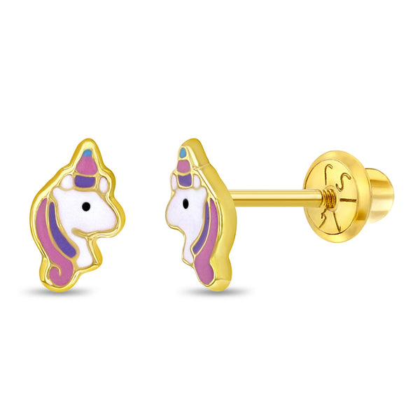 14k Pastel Unicorn Girls Earrings