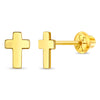 18k Gold Tiny Cross Baby / Toddler / Kids Earrings Safety Screw Back