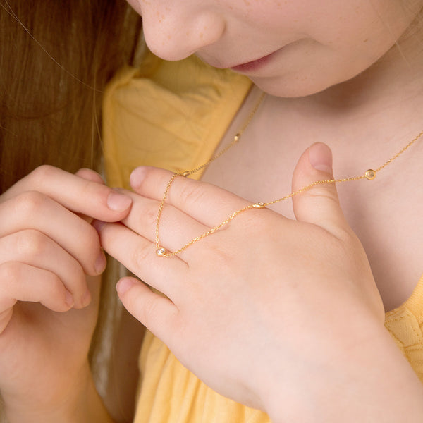 14K Gold Sparkling CZ Girls Necklace