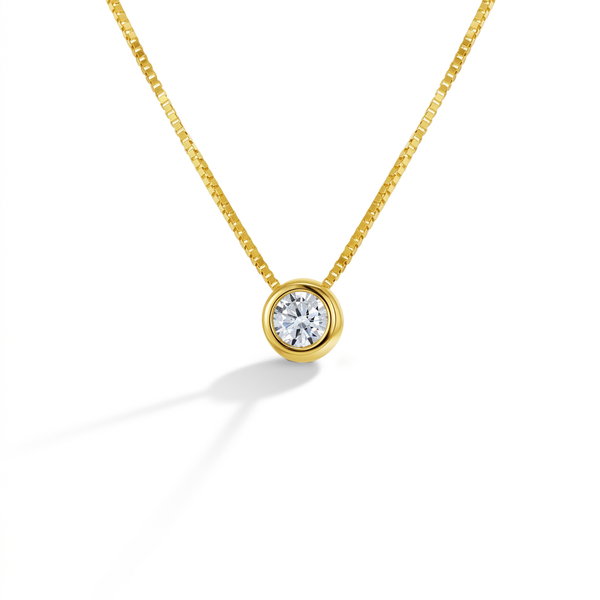 14k Gold Hidden Halo Bezel Girls Necklace