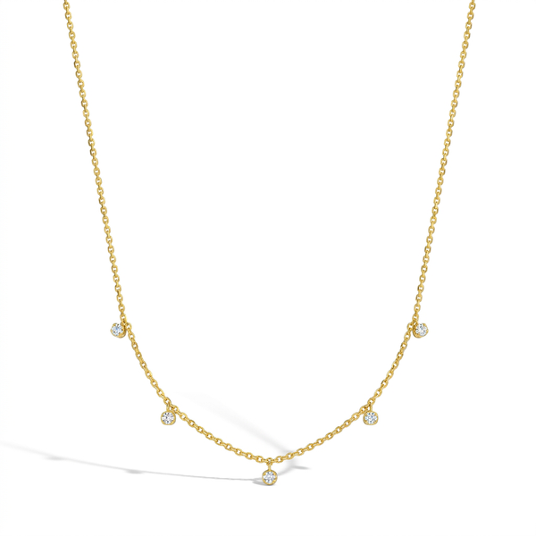 14k Gold Dainty Multicharm CZ Teens Necklace