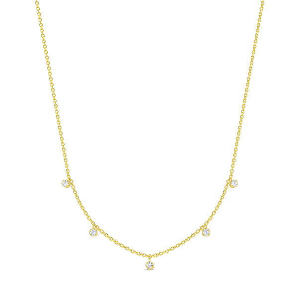 14k Gold Dainty Multicharm CZ Teens Necklace