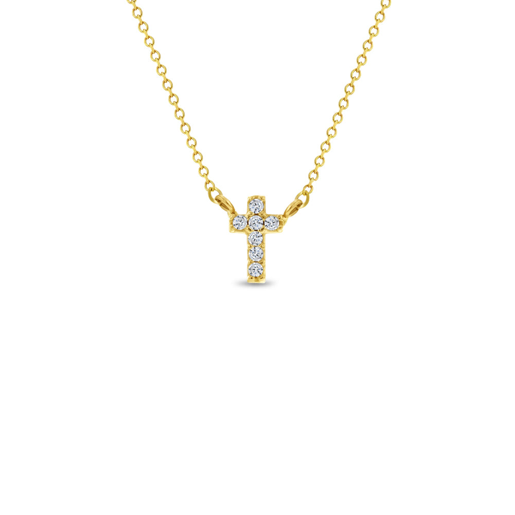 14k Gold Dainty CZ Cross 16" Kids / Children's / Girls Pendant/Necklace