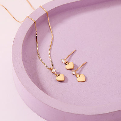 14k Gold CZ Heart Dangle Kids / Children's / Girls Earrings