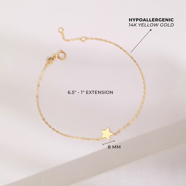 14k Flat Star Women's Bracelet