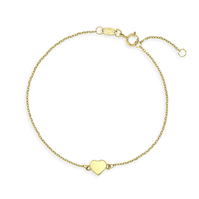 14k Gold Heart Charm Women's Bracelet