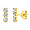 14k Gold Bezel Set Bar Clear CZ Women's Earrings