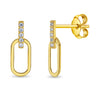 14k Gold Paperclip Clear CZ Women's Earrings