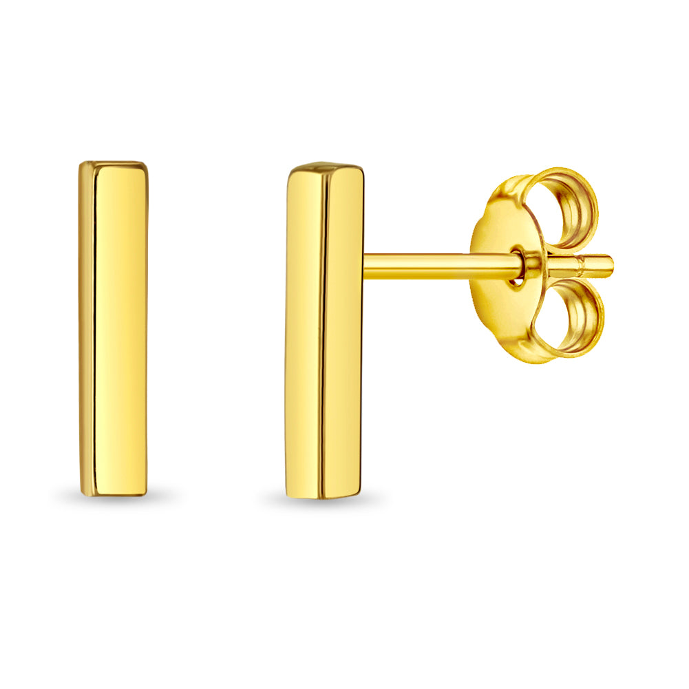 14k Gold Tiny Bar Women's Earrings