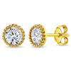 14k Gold Halo Clear Cubic Zirconia Women's Earrings