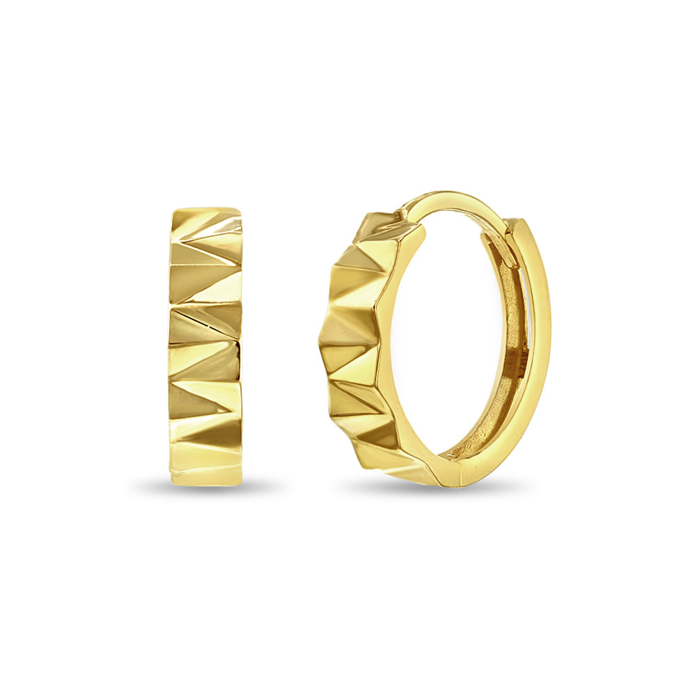 14k Gold Textured Hoop Women's Earrings