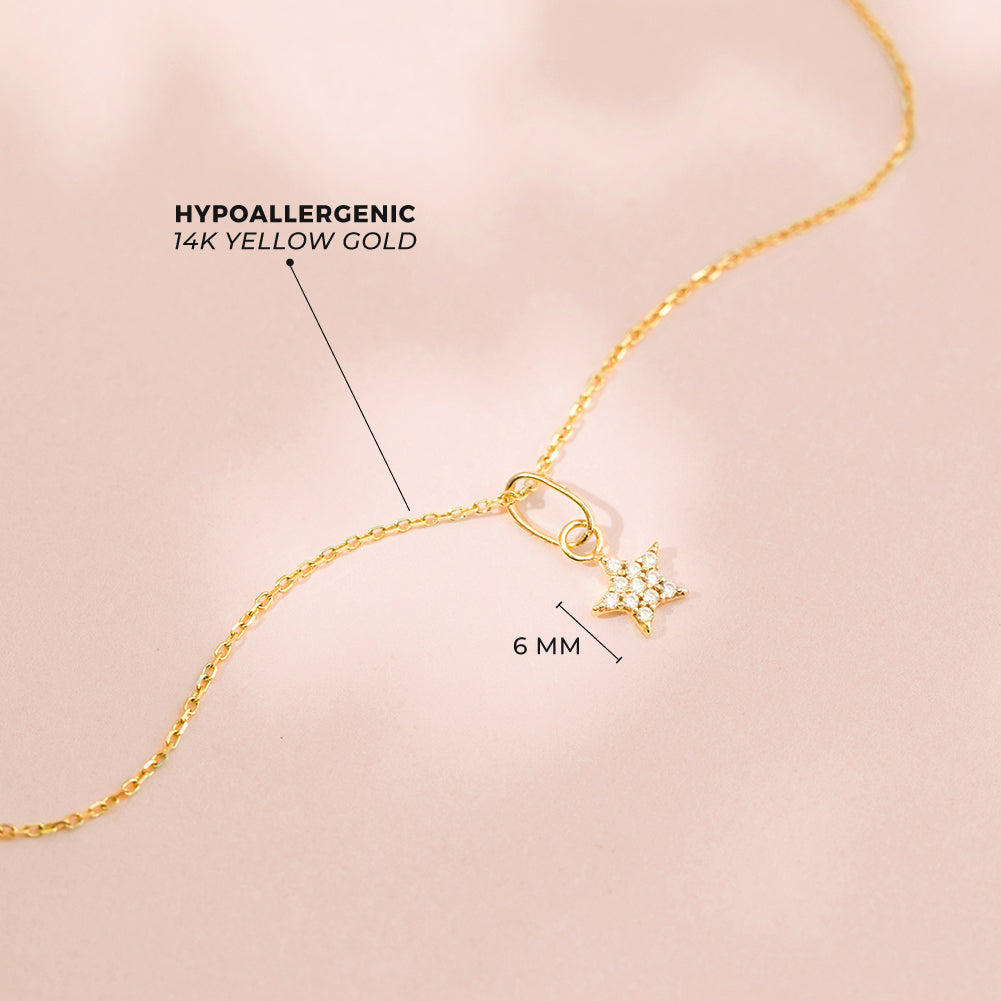 14k Gold Pave Star Women's Pendant/Necklace
