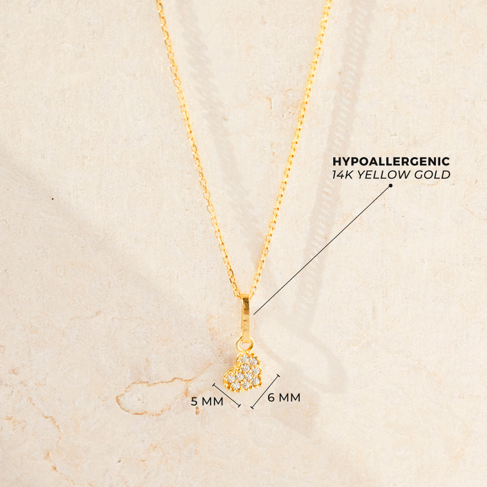 14k Gold Pave Heart Women's Pendant/Necklace