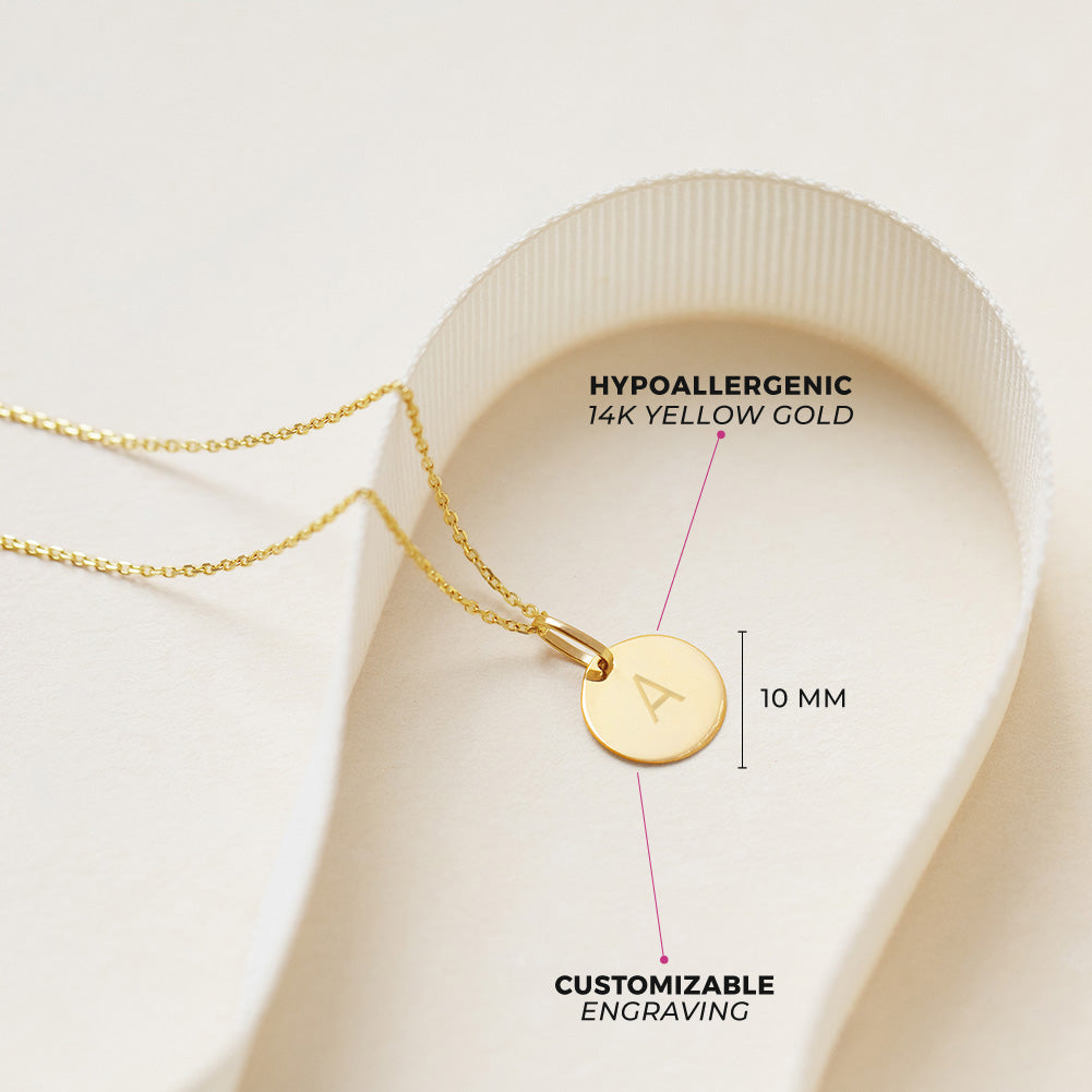 14k Gold Engraved Medal Women's Pendant/Necklace