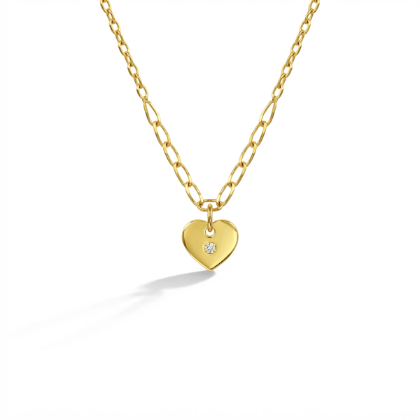 14k Heart Pendant CZ Girls Necklace