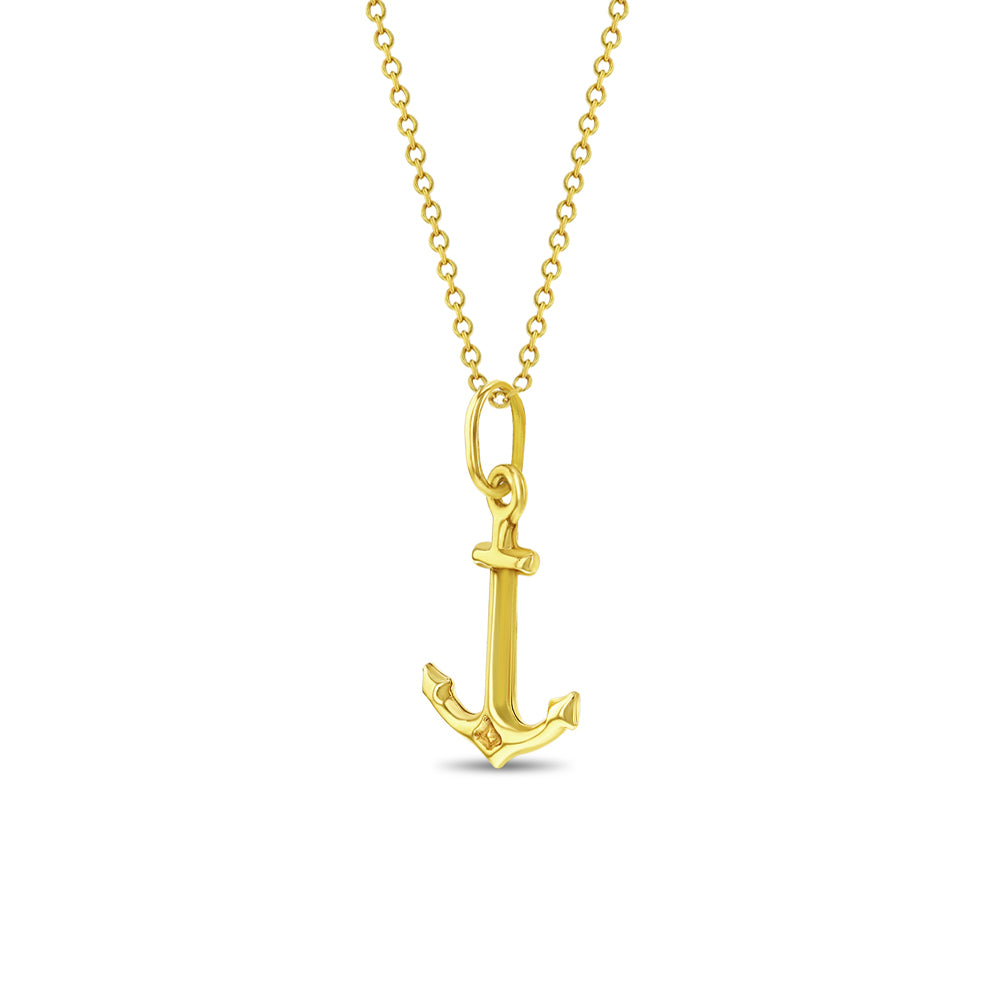14k Gold Small Polished Nautical Anchor Kids / Children's / Girls Pendant/Necklace