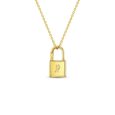 14k Gold Engravable Lock Kids / Children's / Girls Pendant/Necklace