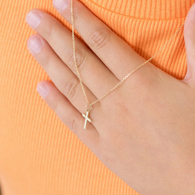 14k Gold Cross Boys Cross Chain 14k Gold Classic Stick Cross Baby