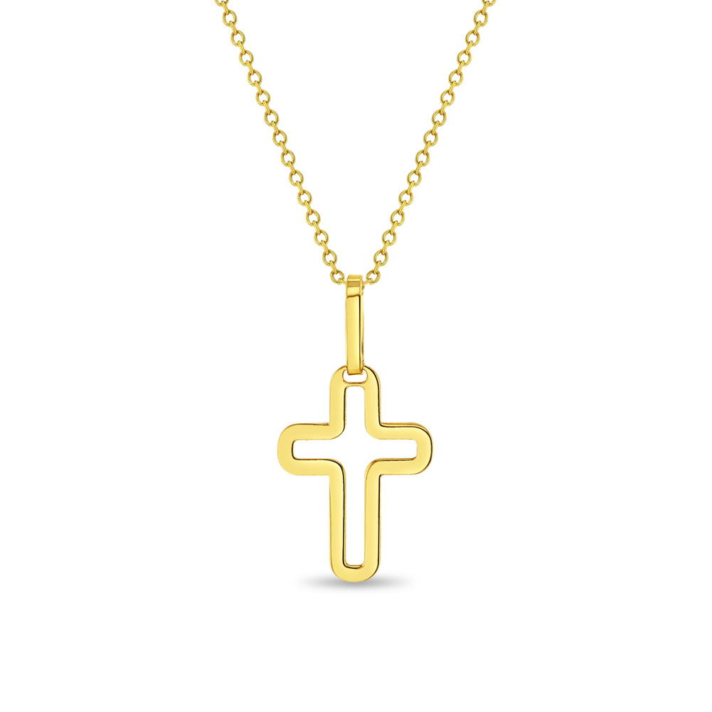 Children 14K Yellow/White Gold Cross Pendant Necklace For Girls (13 an –  Loveivy.com