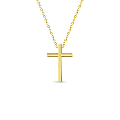 14k Gold Thin Tube Cross Kids Children's Girls Pendant/Necklace