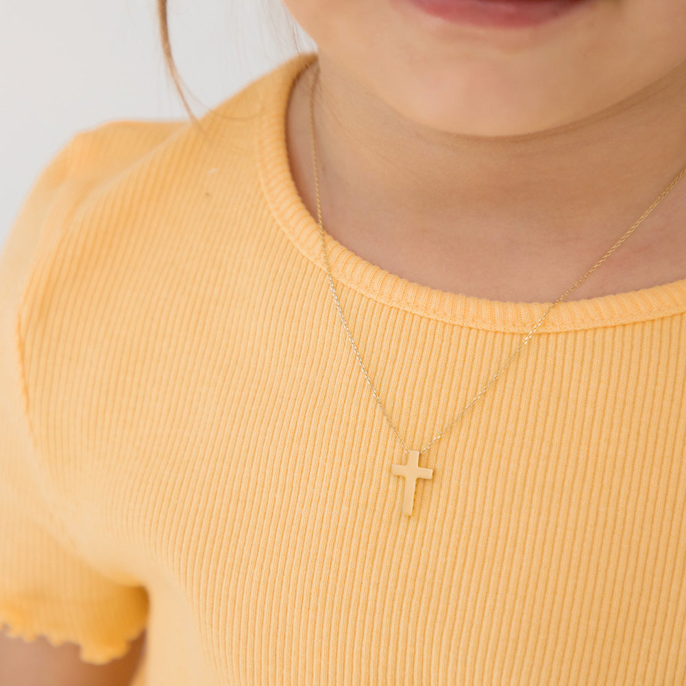 14k Gold Star Cutout Cross Kids Children's Girls Pendant/Necklace