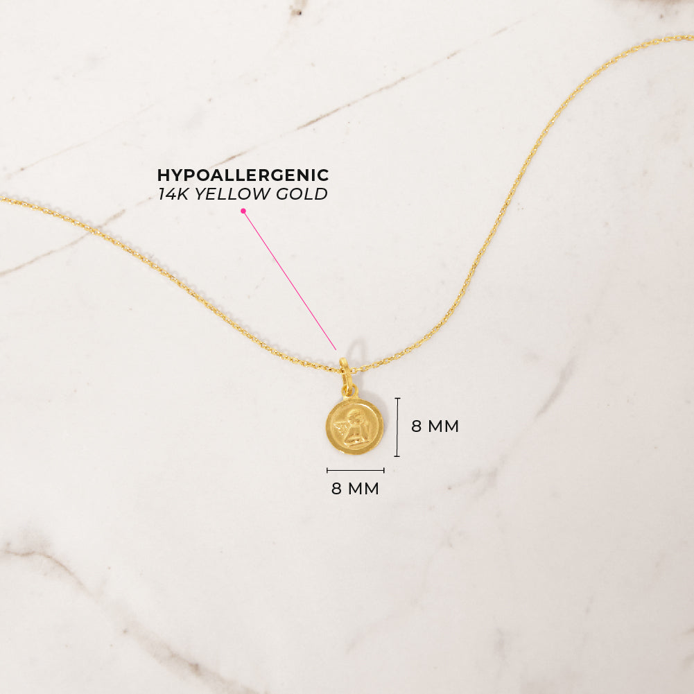 14k Gold Guardian Angel Medal Baby / Toddler / Kids Pendant/Necklace