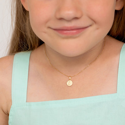 14k Gold Guardian Angel Medal Baby / Toddler / Kids Pendant/Necklace