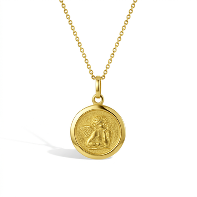 14k Gold Guardian Angel Medal Baby / Toddler / Kids Pendant