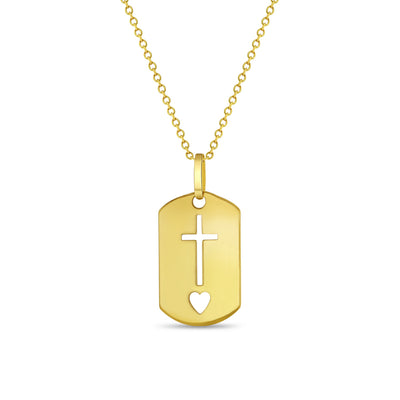 14k Gold Cross Outline Medal Kids / Children's / Girls Pendant