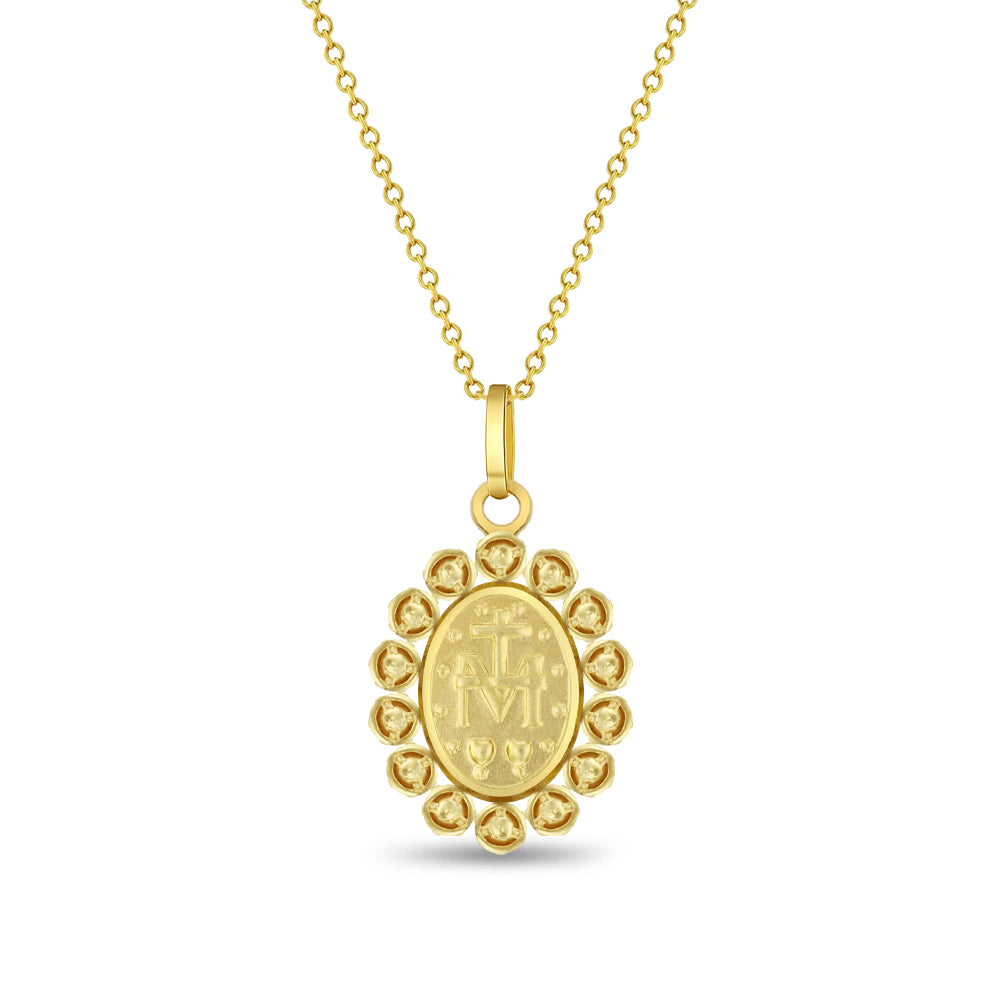 14k Gold Clear Cubic Zirconia Virgin Mary Baby / Toddler / Kids Pendant/Necklace