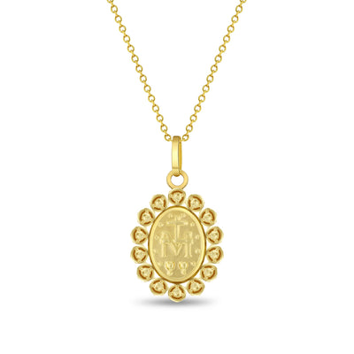 14k Gold Clear Cubic Zirconia Virgin Mary Baby / Toddler / Kids Pendant/Necklace