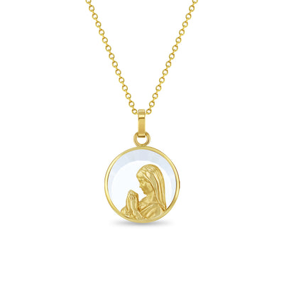 14k Gold Virgin Mary Praying Murano Glass Baby / Toddler / Kids Pendant/Necklace