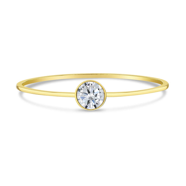 14k Clear Solitaire Girls Ring