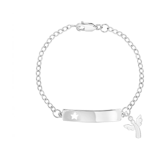 925 Sterling Silver Engravable Star Tag ID Bracelet for Toddlers & Young Girls - Little Star Name Tag